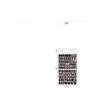 Detailed size specifications for 0.5-inch waterproof vinyl alphabet stickers and numbers