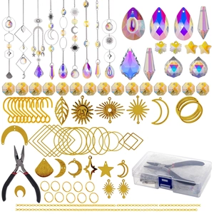 200pcs DIY crystal suncatcher kit with metal pendants and beads for rainbow making