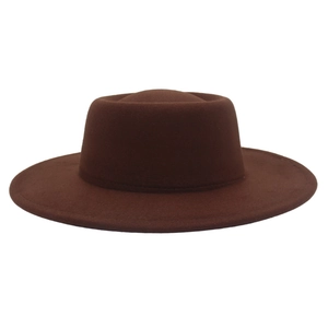 Detailed close-up of dark brown wool felt fedora showing fine brim stitching and texture