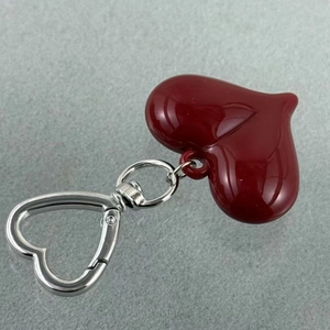 Creative red heart keychain with silver heart-shaped clasp for bag or phone accessories