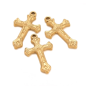 Crucifix Cross Pendant 304 Stainless Steel Jesus Relief Religious Charm For DIY Necklace Jewelry Making Retro Hip Hop Style