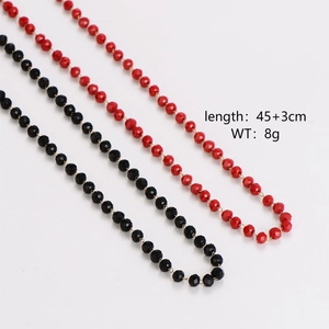 Minimalist beaded necklaces in black and red crystal with 45+3cm length and 8g weight