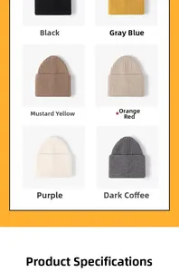 Detailed grid showing multiple colors of ribbed knit beanies for winter warmth