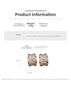 Size guide for 18k gold plated flower earrings with 2cm height and 1.5cm width specs