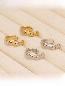 Irregular 316 stainless steel ear cuffs with zircon in gold and silver plating