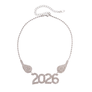 Sparkling 2026 silver pendant necklace with geometric rhinestones and lobster clasp closure