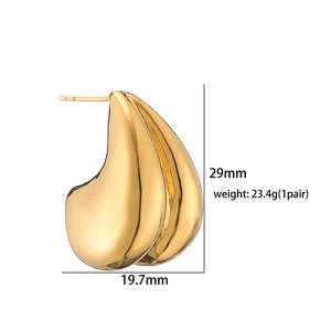 Detailed view of hollow C-shaped gold-plated earrings with dimensions 29mm by 19.7mm