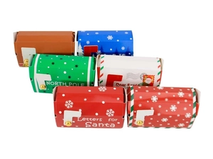 Set of 6 Christmas mailbox-shaped candy gift boxes featuring festive Santa letters and patterns