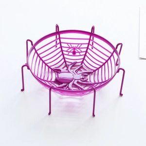 Purple spider web candy basket with eight legs for Halloween party decoration
