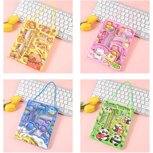 5-piece cartoon stationery gift set including pencils, ruler, eraser and sharpener