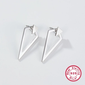Minimalist S925 sterling silver triangular geometric stud earrings for women fashion