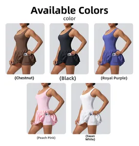 Close-up of athletic tennis dress shorts with side phone pocket in five colors