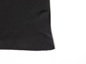 Detailed close-up showing the precise stitching and twill texture of black satin fabric