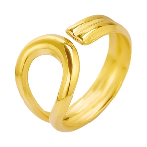 Polished 304 stainless steel adjustable geometric ring with a minimalist golden finish