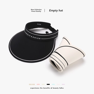 Sun Visor Hat Nylon Spandex Ice Satin Empty Top Foldable Breathable Wide Brim UPF 50 Plus Summer Outdoor Fashion Letter