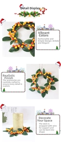 Detail showing the internal iron wire for bendable styling of the orange berry wreath