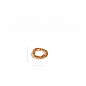 Detail view of 8mm Bodhi beads and yellow crystal double-loop bracelet with size specs