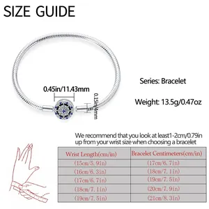 Size guide for Evil Eye Tree of Life bracelet showing wrist and bracelet measurements