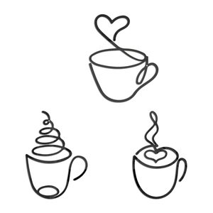 3-piece set of black minimalist acrylic coffee cup mirror wall stickers for restaurant decor