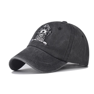 Casquette De Baseball En Coton Lavé Vintage Distressed Dad Hat Avec Broderie Chat Chien Dessin Animé Réglable Protection Solaire