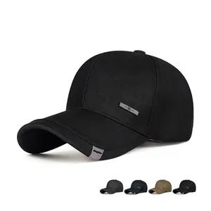 Men Baseball Cap Adjustable Business Casual Sun Protection Polyester Curved Brim Hat With Metal Decoration