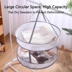 Double layer mesh drying basket for sweaters and delicates prevents stretching and deformation