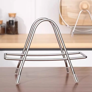 Polished stainless steel kitchen organizer rack for pot lids and cutting boards