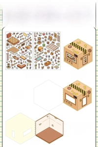 DIY isometric furniture PET stickers and foldable paper for Star Express miniature scene