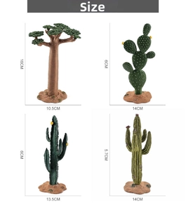 Detailed size specifications for realistic desert plant models including baobab and cactus