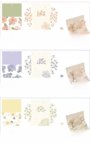 Close-up of 3D pop-up floral greeting card with detailed hydrangea flower petal assembly