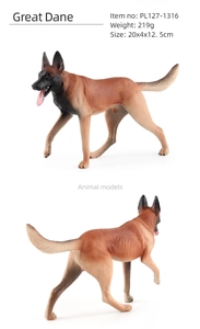 Detailed views of the realistic Great Dane dog figurine with muscle texture and size info