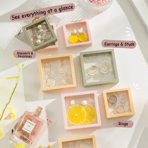 Pastel PE film floating jewelry display boxes for dustproof and anti-oxidation storage