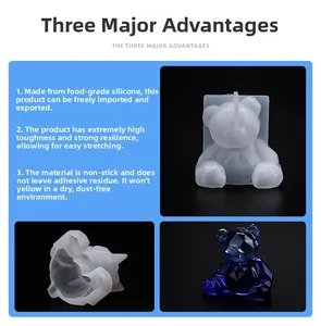 Macro detail of geometric bear silicone mold with flexible food-grade resin texture