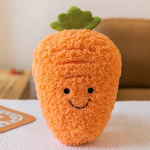 Cute 30cm orange carrot plush toy with happy smiling face for wedding gift
