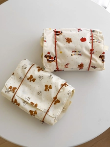 Cute bear and Christmas dog pattern foldable travel cosmetic organizer with elastic cord