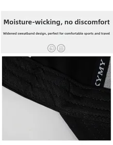 Detail of the widened sweatband inside the black baseball cap showing cotton fabric texture