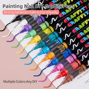 Acrylic Nail Art Graffiti Pens Water Based Waterproof Fast Drying DIY Painting Drawing Manicure Markers For Professional Home Use