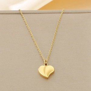 Heart Pendant Necklace Stainless Steel Minimalist Polished Jewelry For Women Clavicle Chain Ins Style