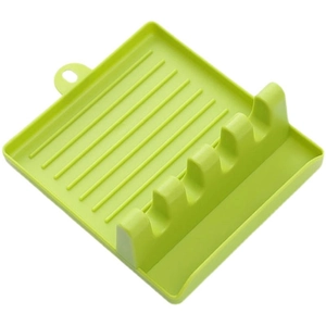 Poggiamestolo da cucina verde multifunzionale con fessure antiscivolo per coperchi