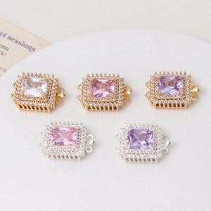 Square Jewelry Connector Clasp Copper Micro Pave Zircon Plug Buckle For DIY Bracelet Necklace Making Trendy Luxury