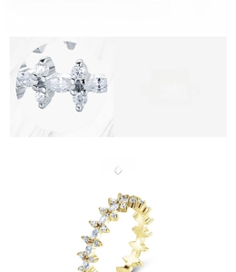 Detailed view of gold plated 925 silver eternity ring featuring marquise and round zircons
