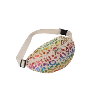 Gevlochten heuptas met regenboog luipaardprint en verstelbare riem voor outdoor