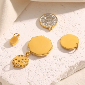 Elegant 18K gold and silver plated stainless steel coin pendants with crystal accents