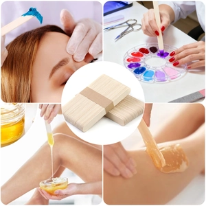 Disposable wooden wax sticks for hair removal and crafts in a multi-use display