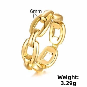 Detail of 6mm gold chain ring showing hollow link structure with 3.29g weight