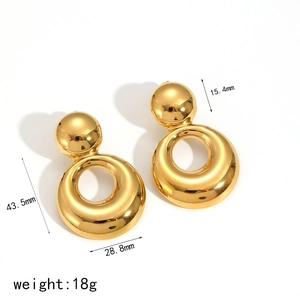 Dimensions détaillées pour boucles d'oreilles minimalistes dorées à l'or fin 18 carats