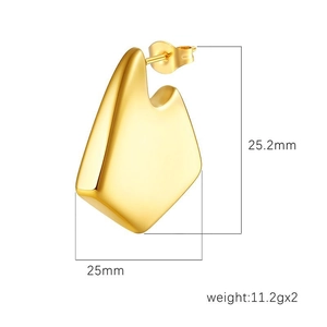 Polished 18K gold plated stainless steel geometric earrings with 25mm dimensions