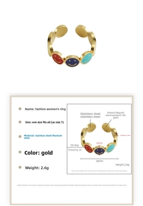 Detail showing 6mm colorful smiley face ring with size 7 dimensions in gold finish