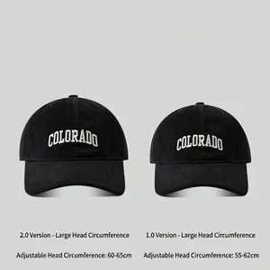 Black Colorado baseball cap for large heads in two sizes for men and women