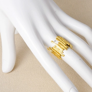 Irregular textured gold drip ring in 304 stainless steel with adjustable open design
